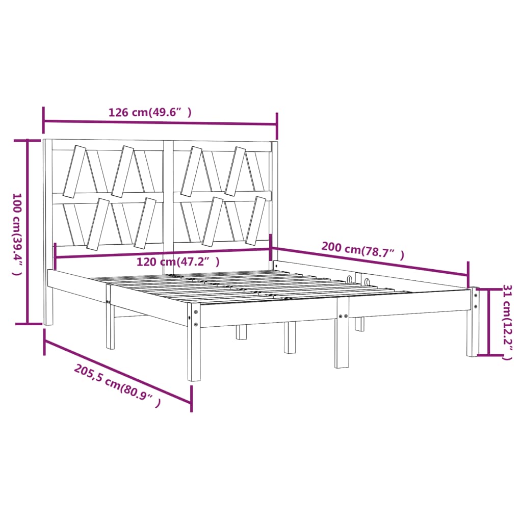 Bedframe massief grenenhout 120x200 cm