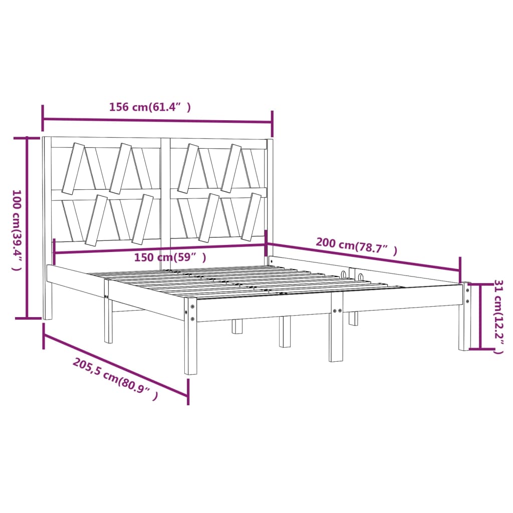 Bedframe massief grenenhout 120x200 cm