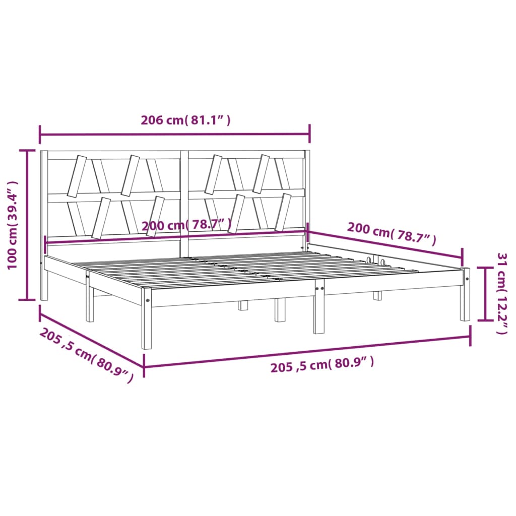 Bedframe massief grenenhout 120x200 cm