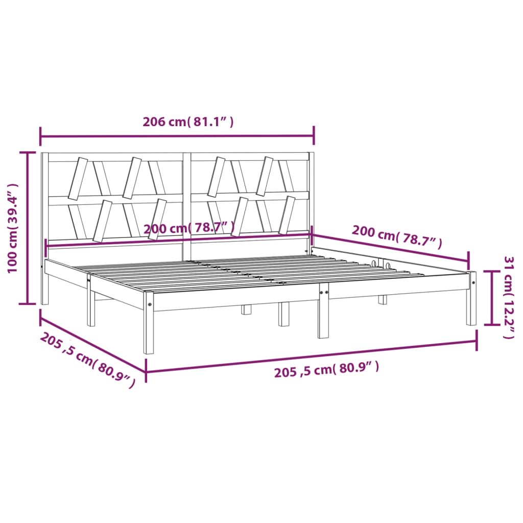 Bedframe massief grenenhout 120x200 cm