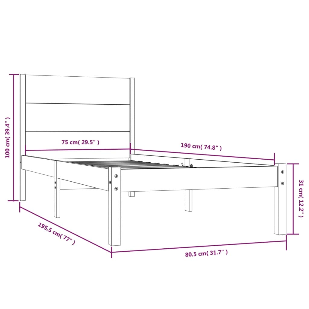 Bedframe massief grenenhout 140x200 cm