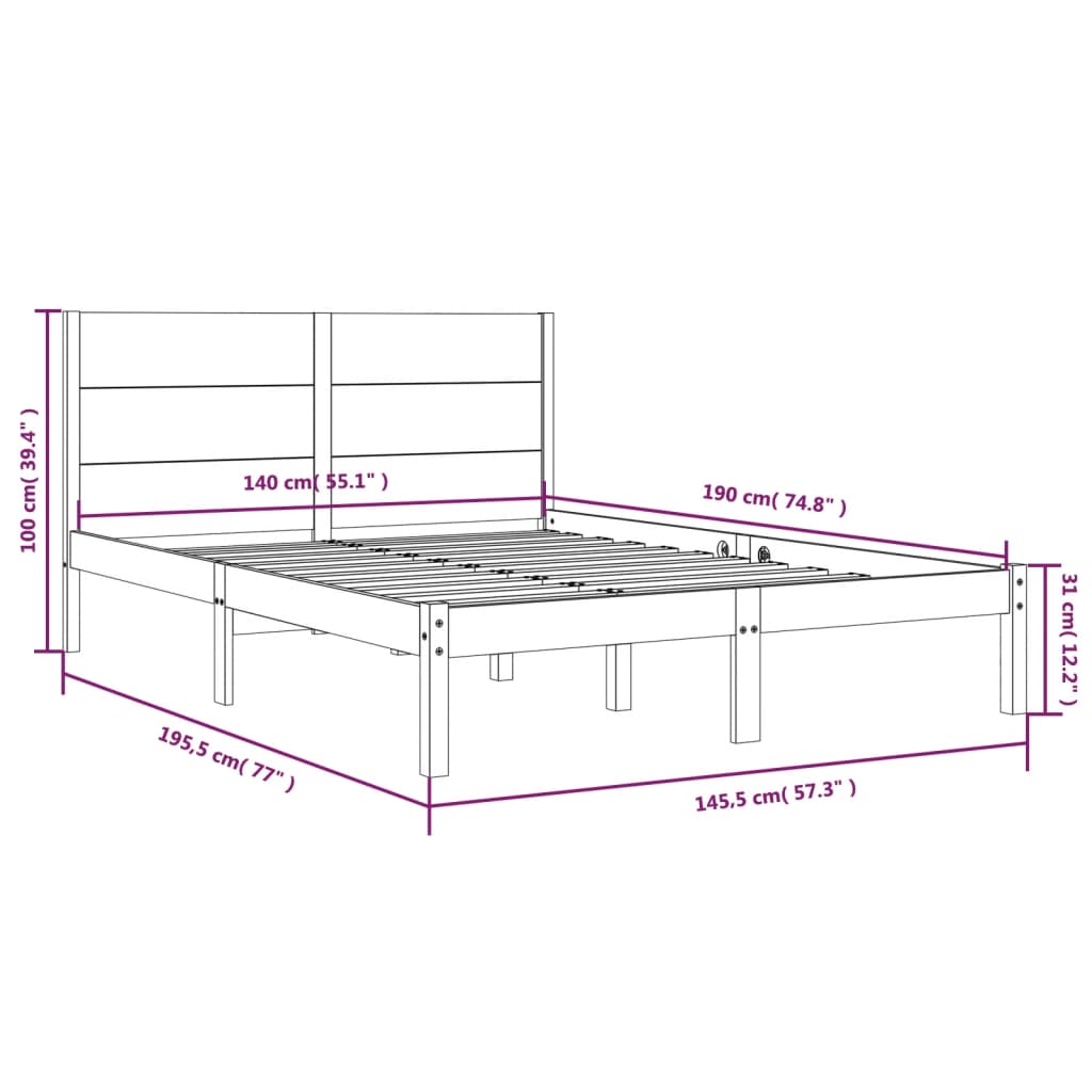 Bedframe massief grenenhout 140x190 cm