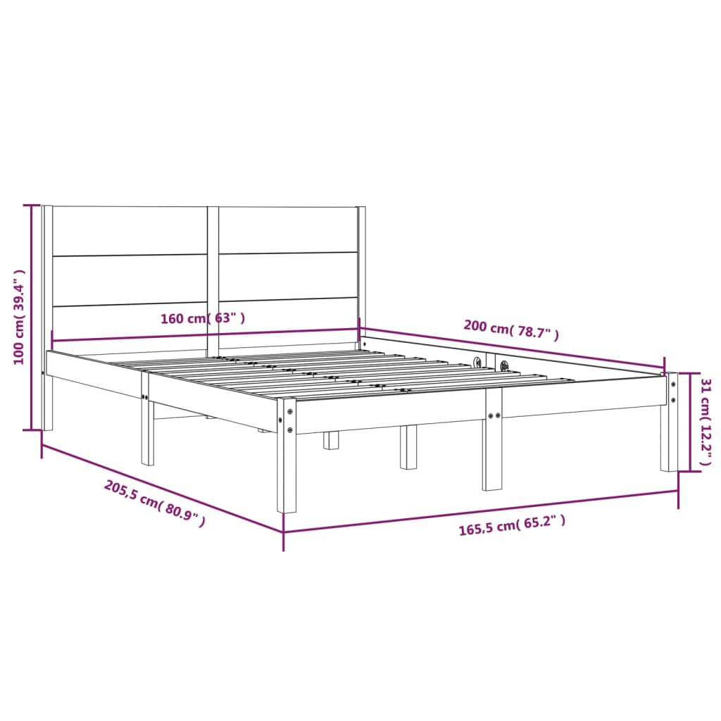 Bedframe massief grenenhout 140x200 cm