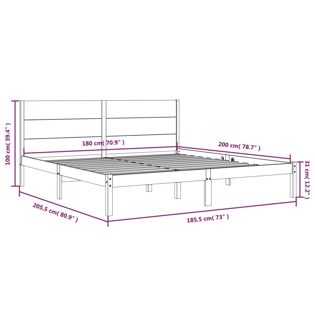 Bedframe massief grenenhout 140x200 cm