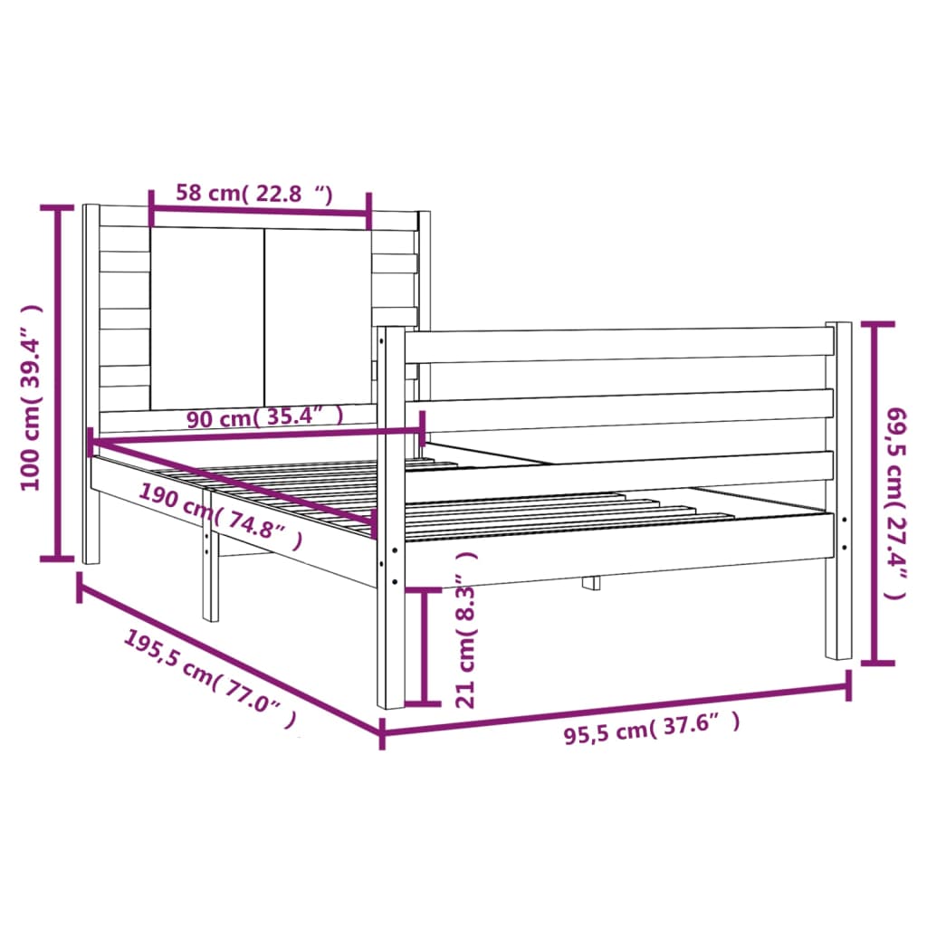 Bedframe massief grenenhout 140x200 cm