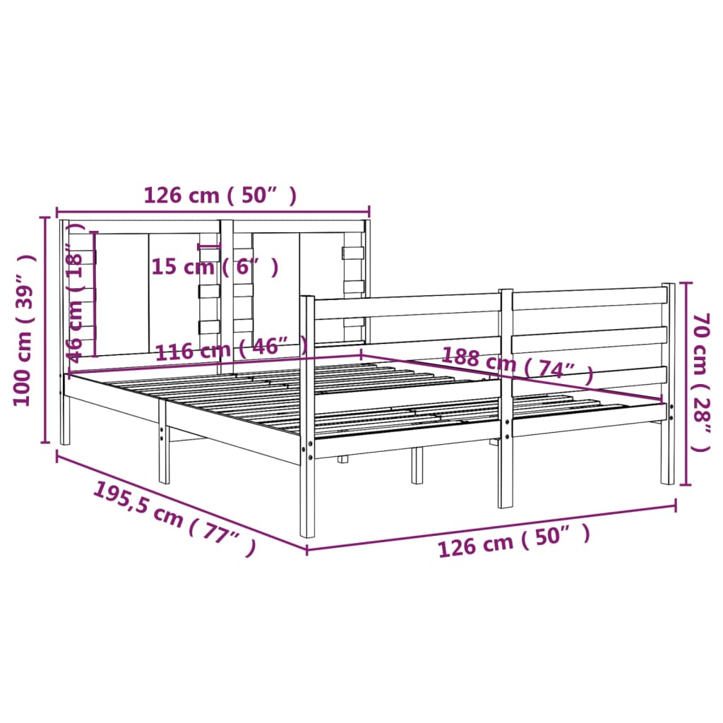 Bedframe massief grenenhout 140x200 cm