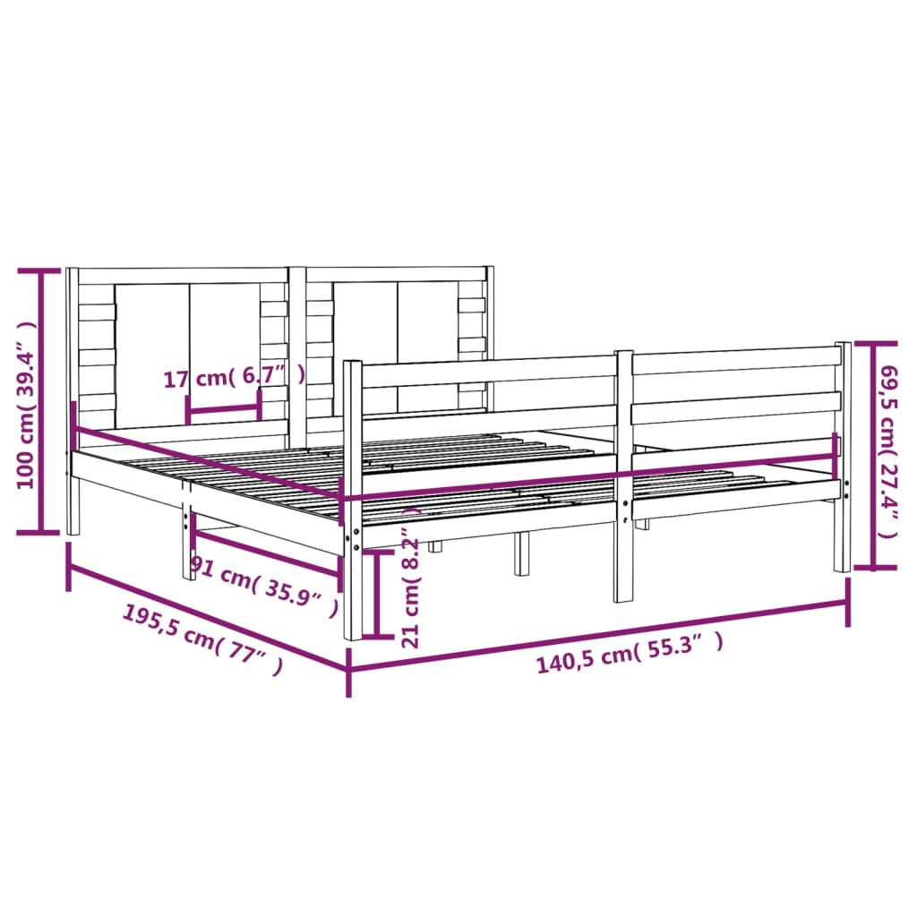 Bedframe massief grenenhout 140x200 cm