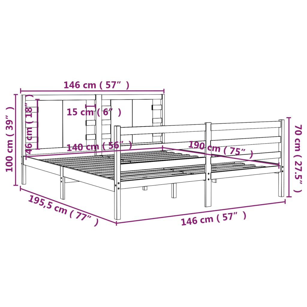 Bedframe massief grenenhout 140x200 cm