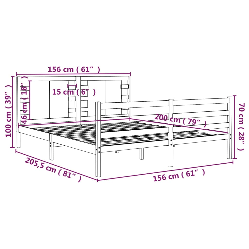 Bedframe massief grenenhout 140x200 cm