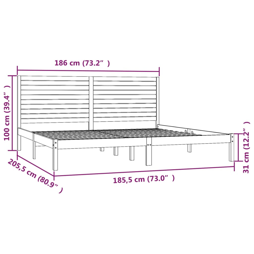 Cadre de lit bois massif 90x190 cm