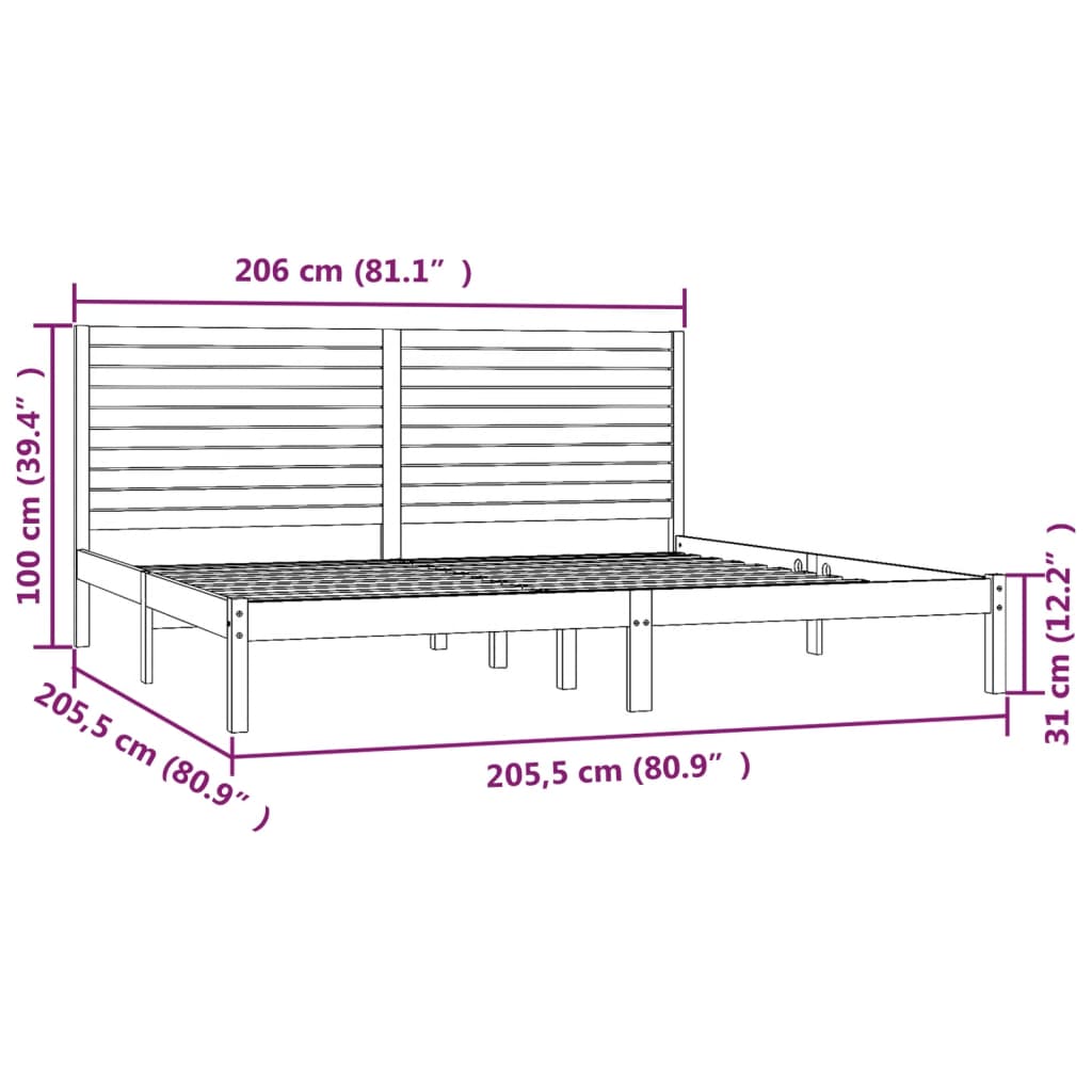 Cadre de lit bois massif 90x190 cm