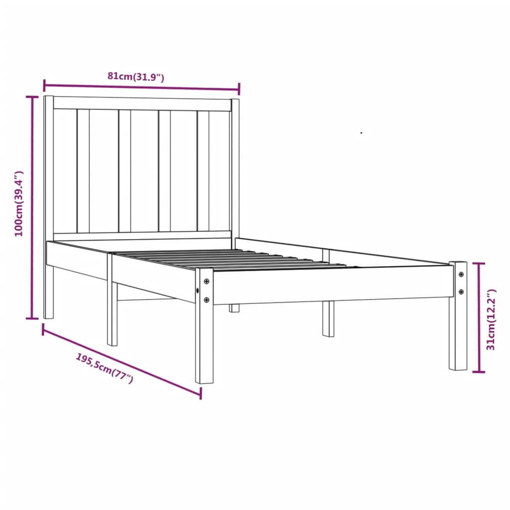 Bedframe massief grenenhout 135x190 cm