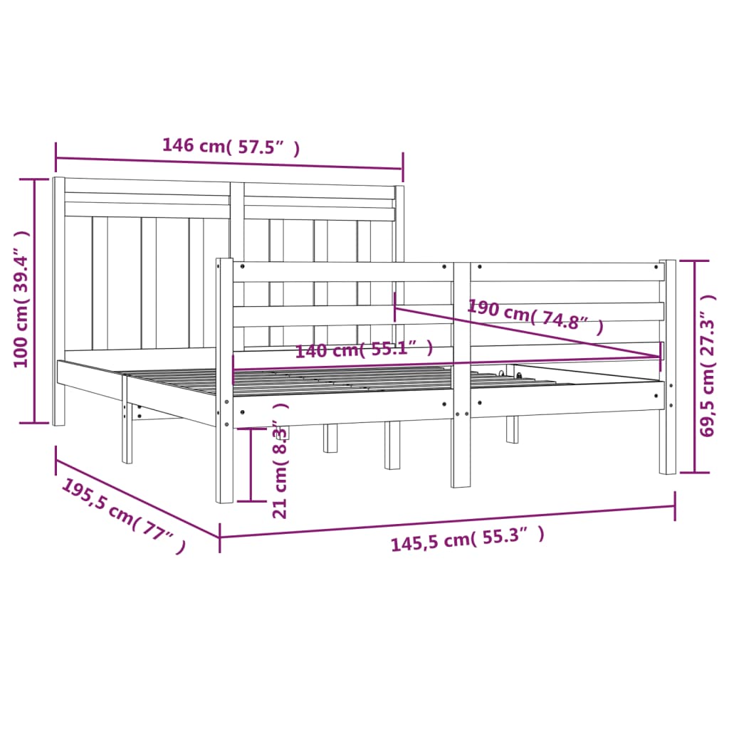 Bedframe massief hout 160x200 cm