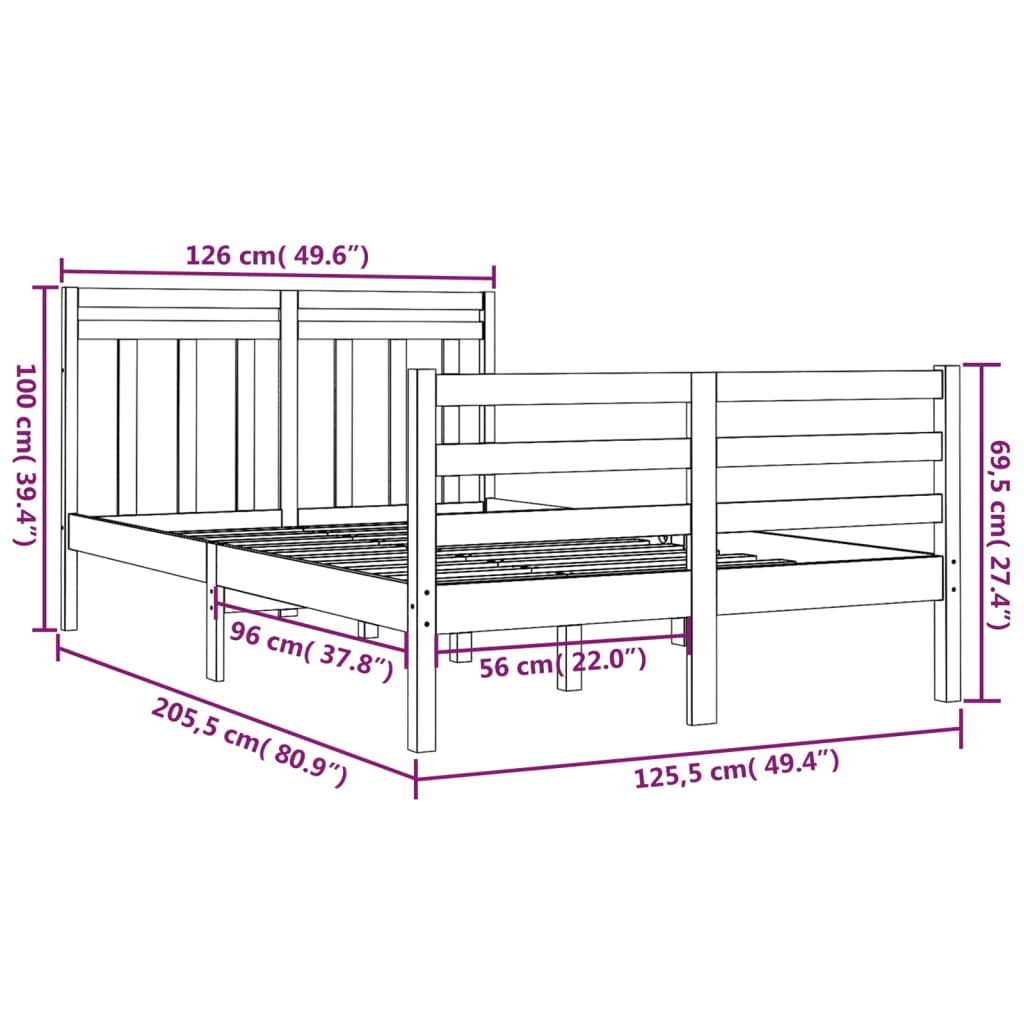 Bedframe massief hout 160x200 cm