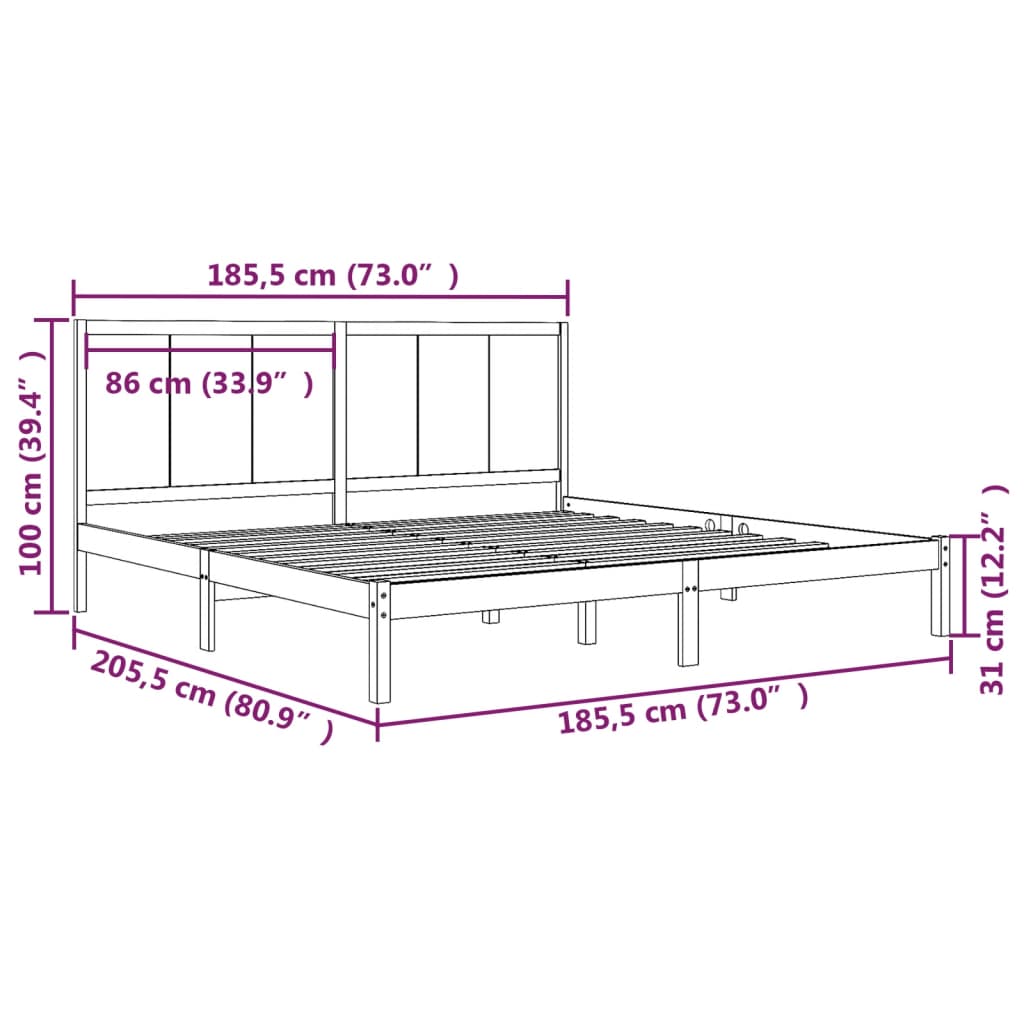 Bedframe massief grenenhout 90x200 cm