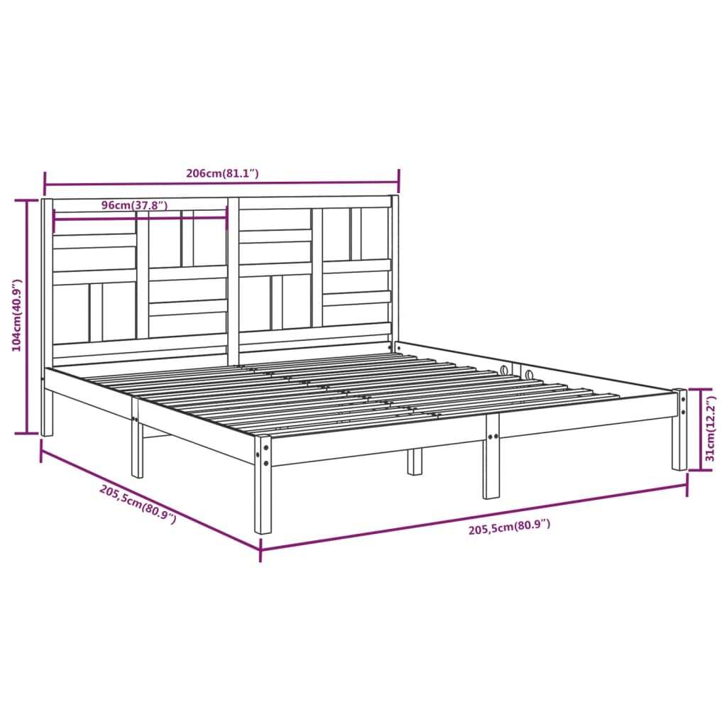 Bedframe massief hout 100x200 cm