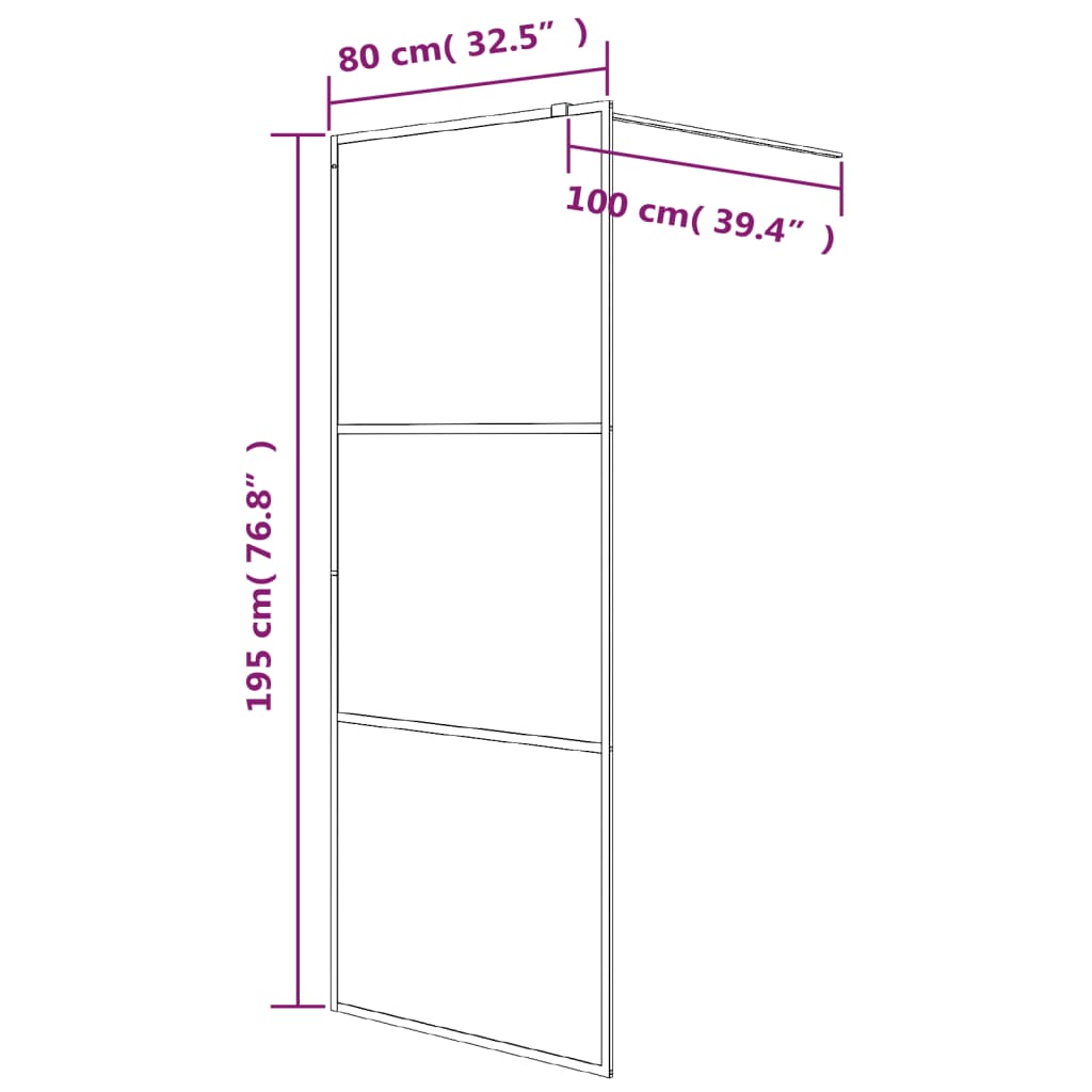 Inloopdouchewand 90x195 cm ESG-glas transparant en