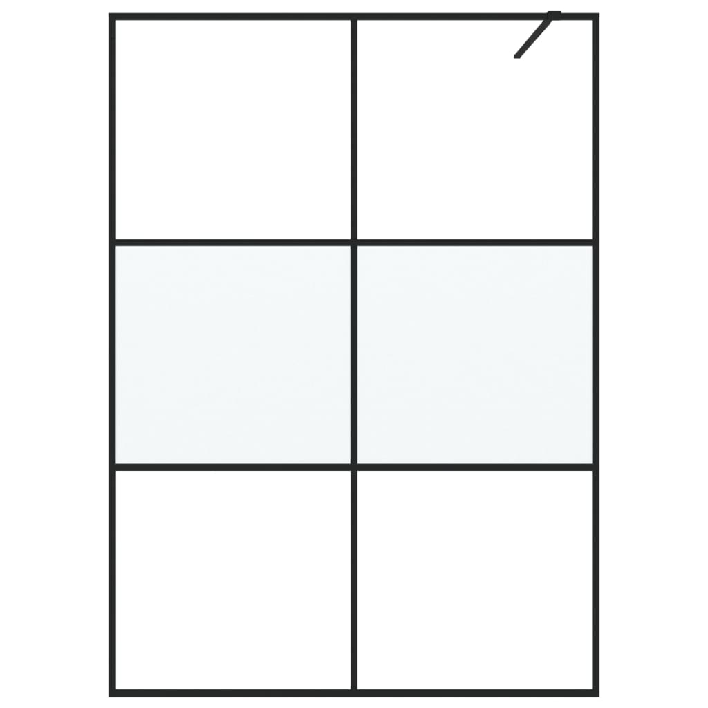 Inloopdouchewand 90x195 cm halfmat ESG-glas zwart