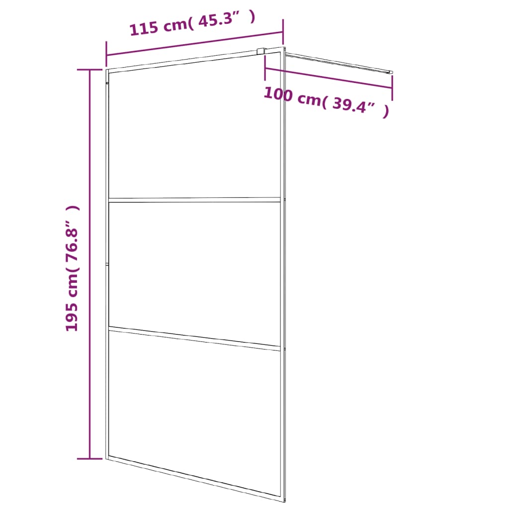 Inloopdouchewand 90x195 cm ESG-glas transparant en