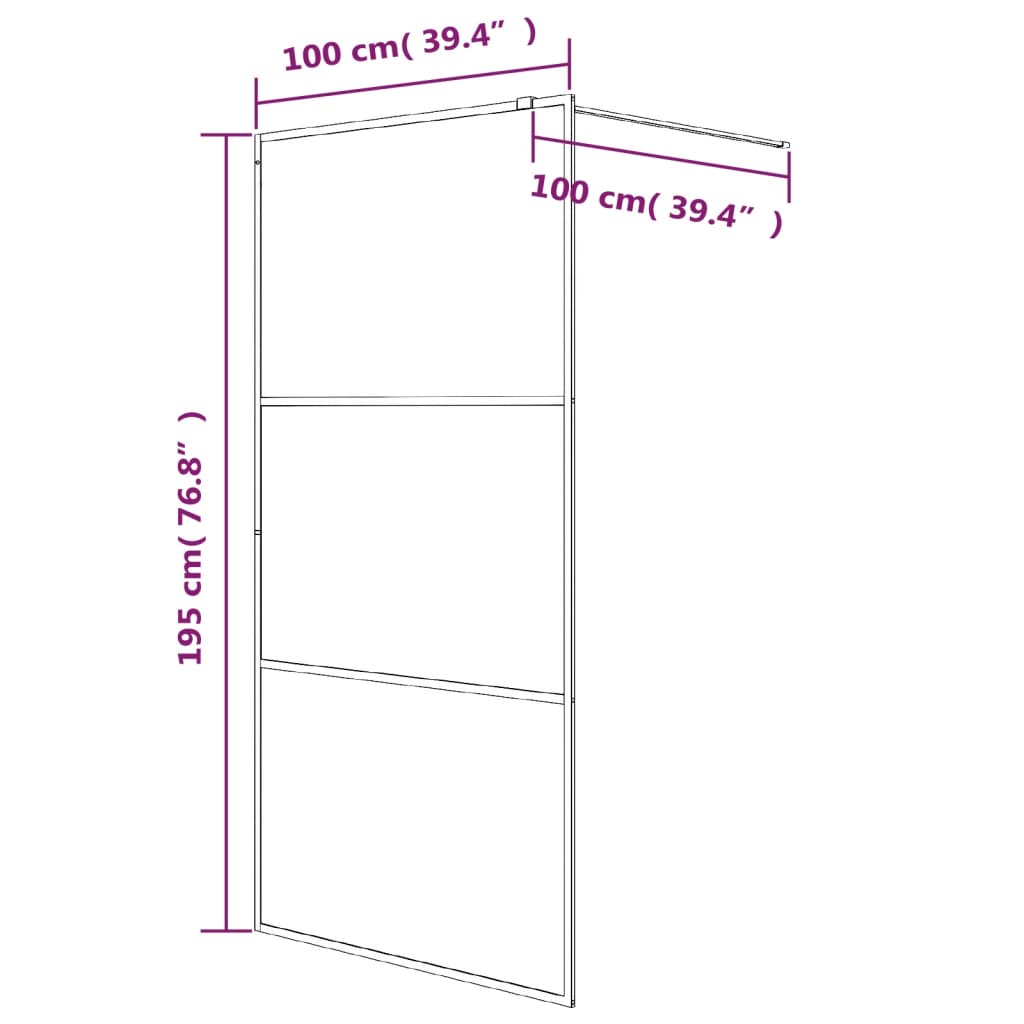 Inloopdouchewand 100x195 cm ESG-glas transparant en