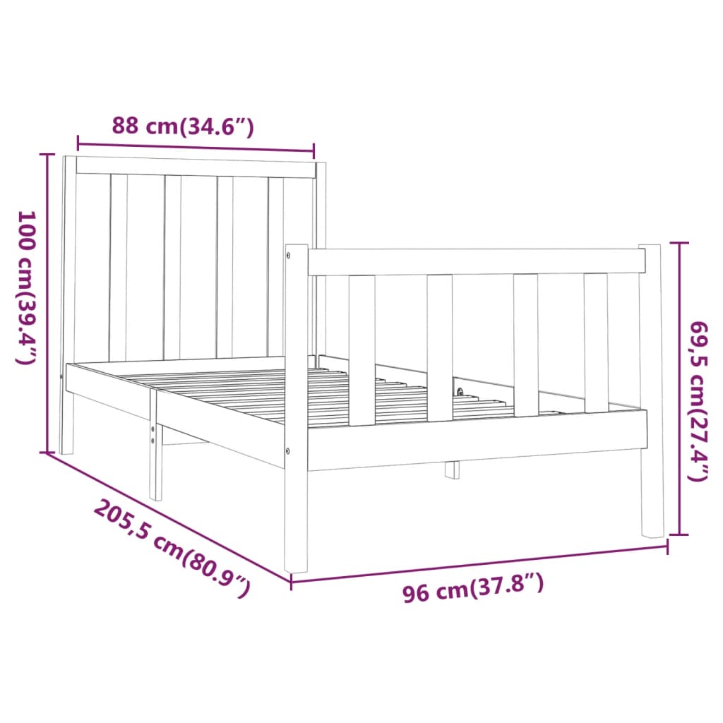 Bedframe massief grenenhout 140x200 cm