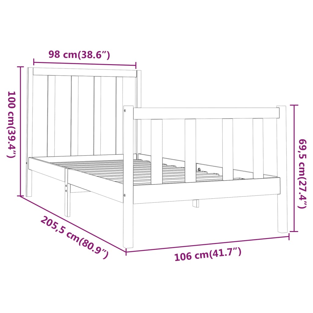 Bedframe massief grenenhout 160x200 cm