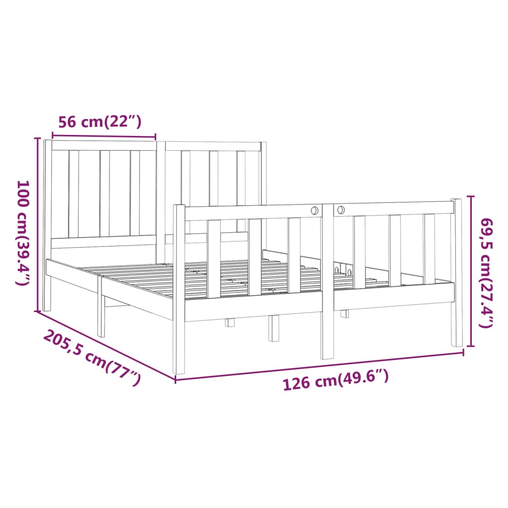 Bedframe massief grenenhout 160x200 cm