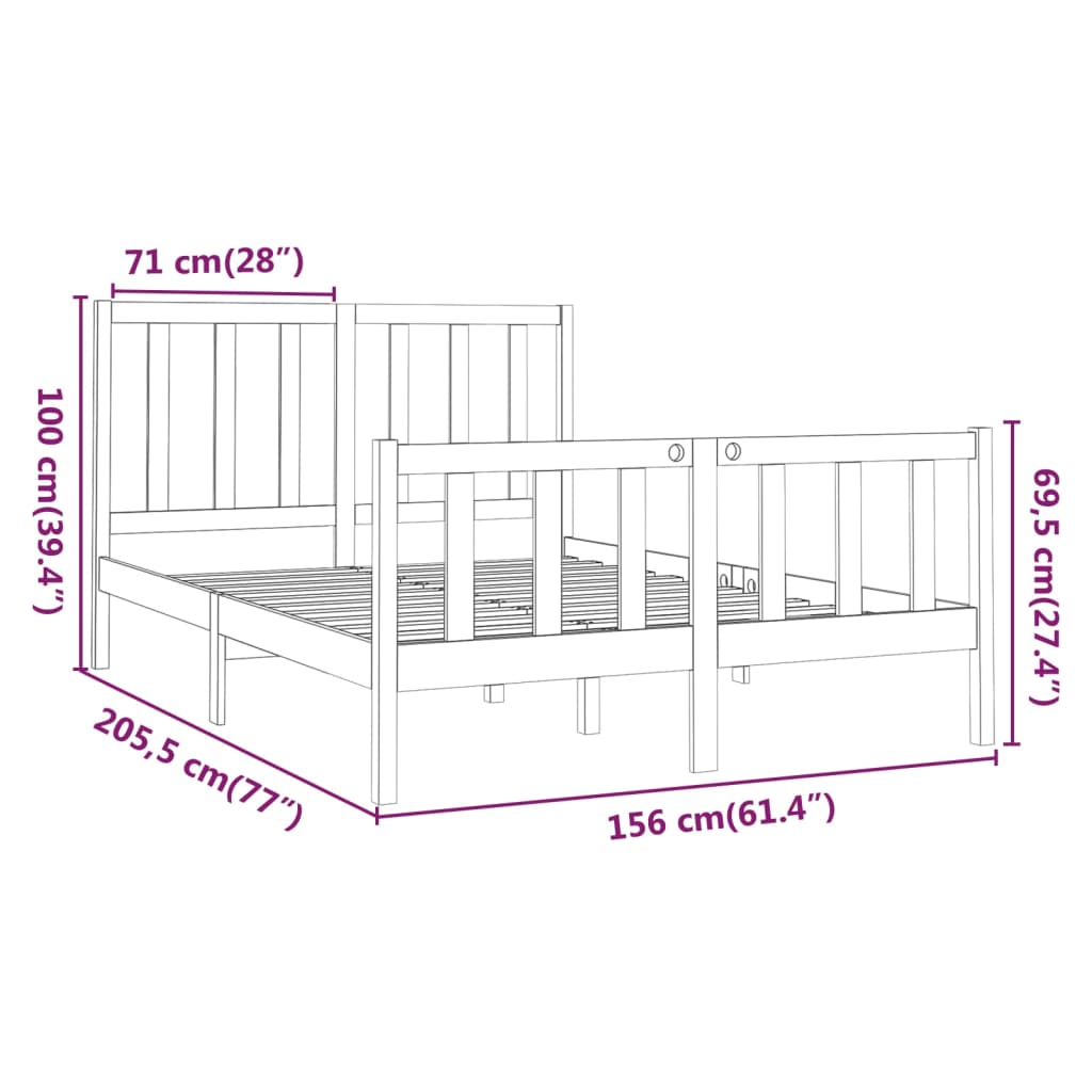 Bedframe massief grenenhout 140x200 cm