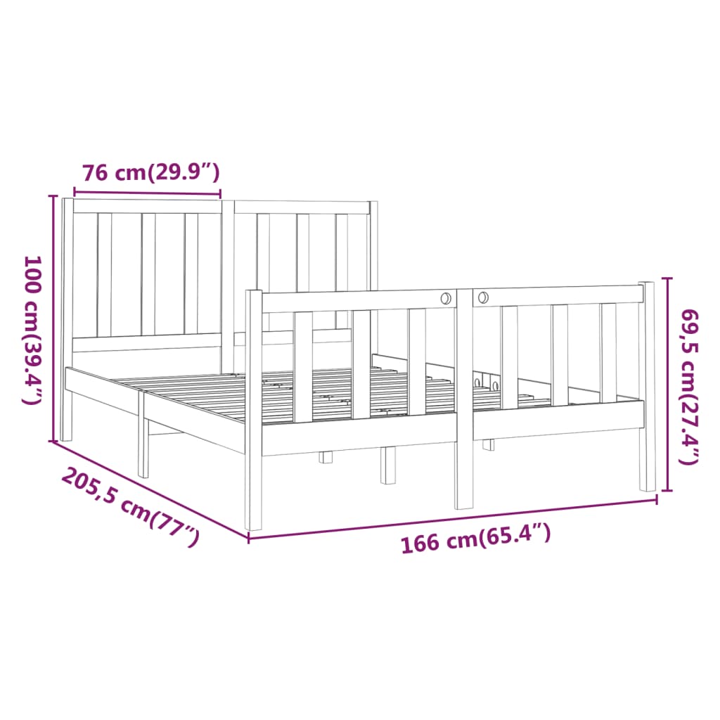 Bedframe massief grenenhout 160x200 cm