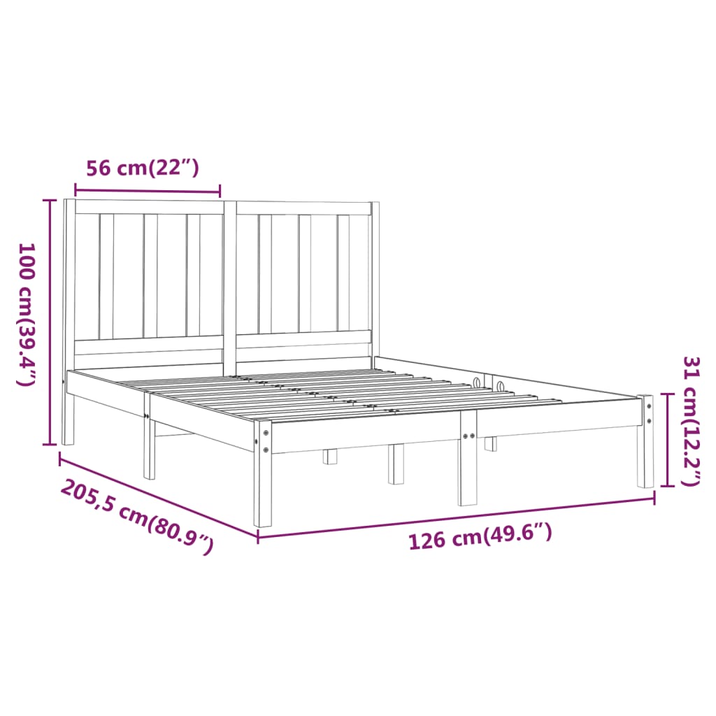 Cadre de lit bois massif 180x200 cm