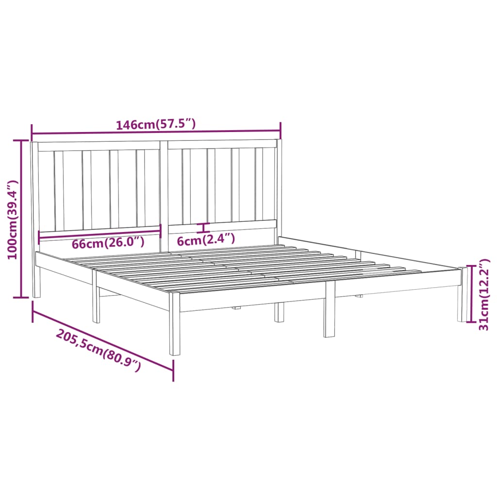 Cadre de lit bois massif 180x200 cm