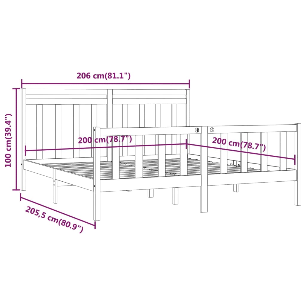 Bedframe massief grenenhout 120x200 cm