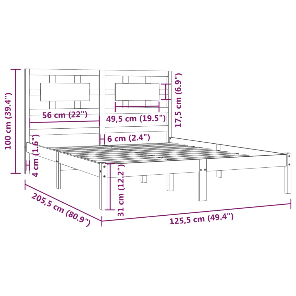 Bedframe massief grenenhout 90x200 cm