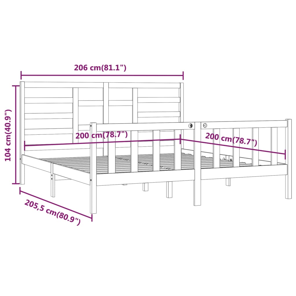 Bedframe massief grenenhout 90x200 cm