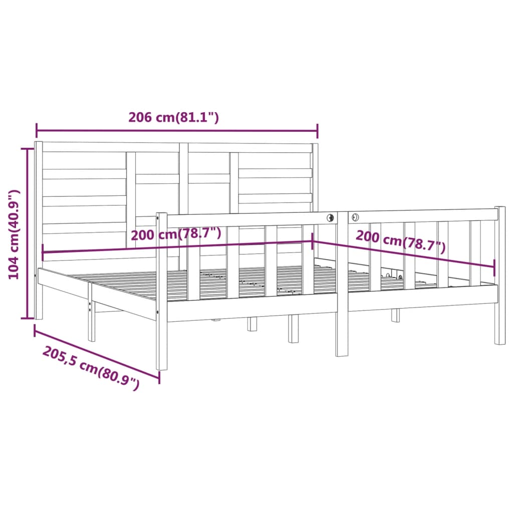 Bedframe massief grenenhout 90x200 cm