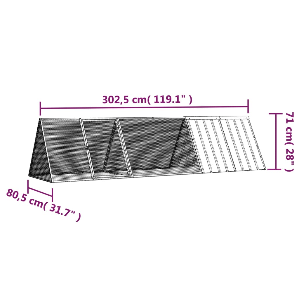 Konijnenhok 504,5x80,5x71 cm gegalvaniseerd staal antraciet