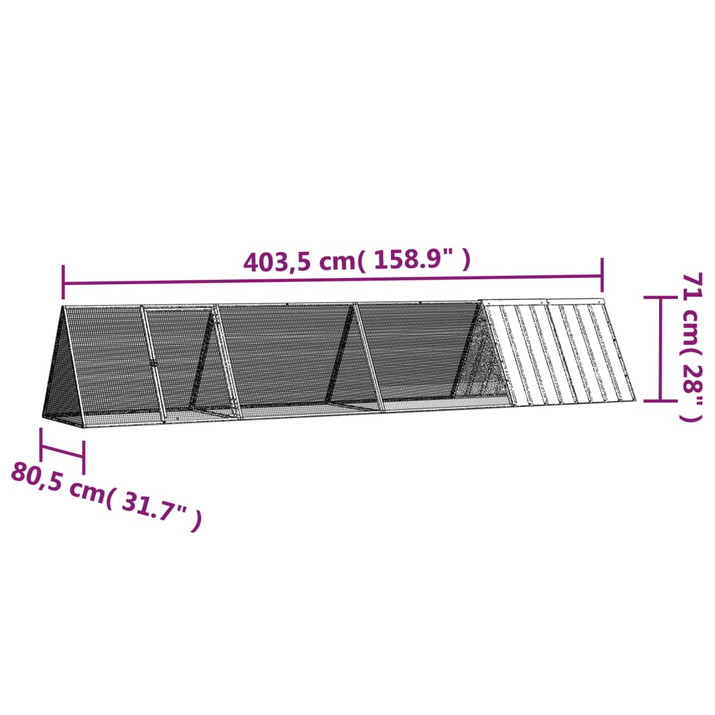 Konijnenhok 504,5x80,5x71 cm gegalvaniseerd staal antraciet