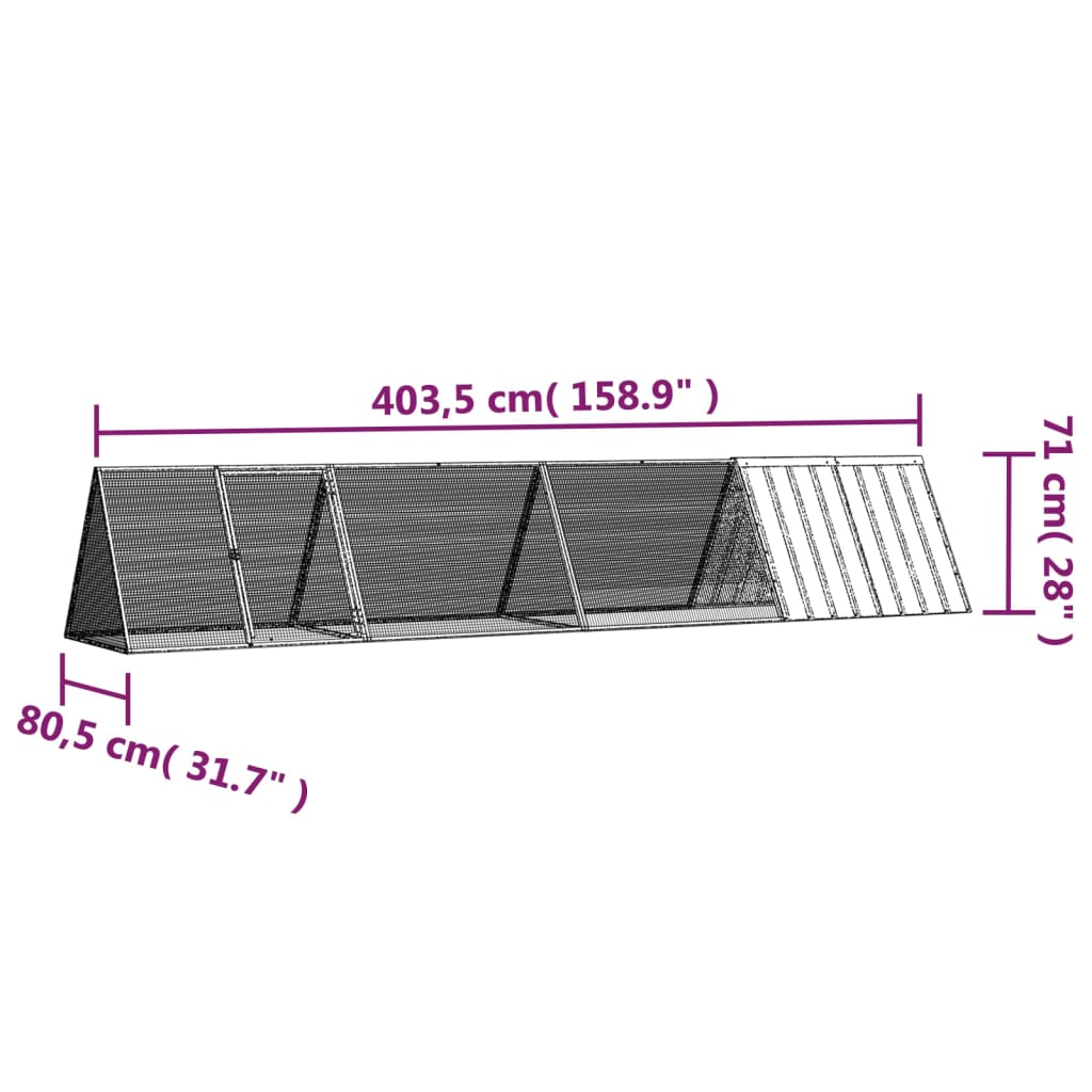 Konijnenhok 504,5x80,5x71 cm gegalvaniseerd staal antraciet