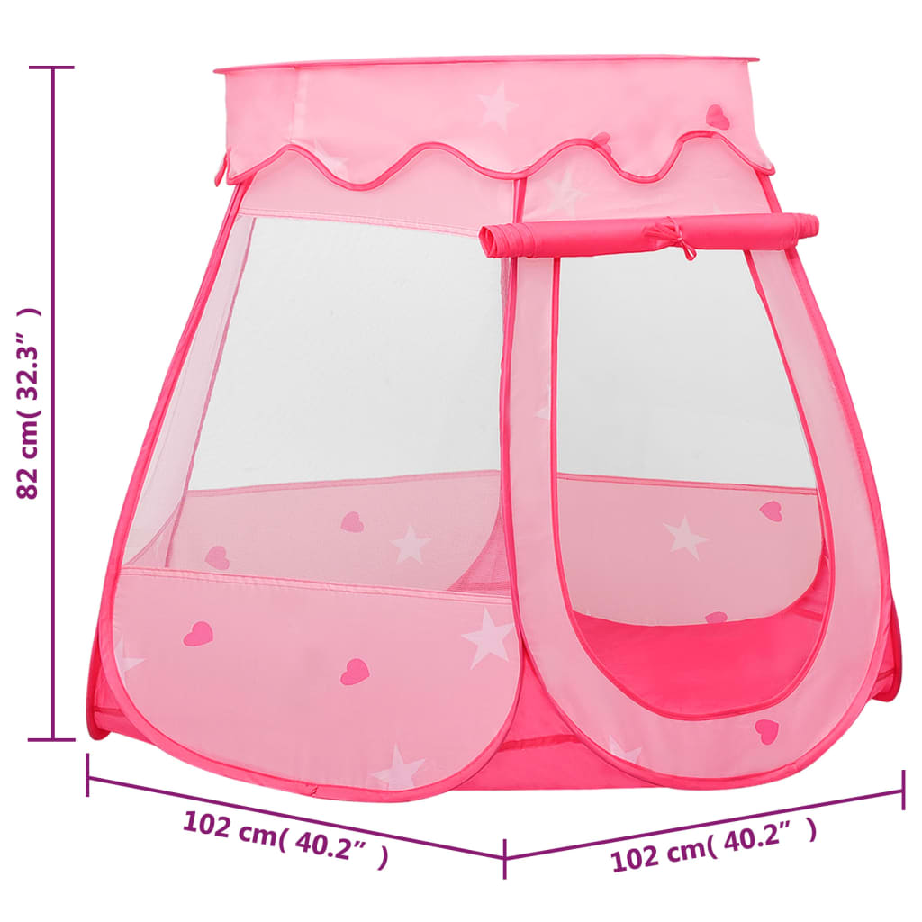 Kinderspeeltent met 250 ballen 102x102x82 cm roze