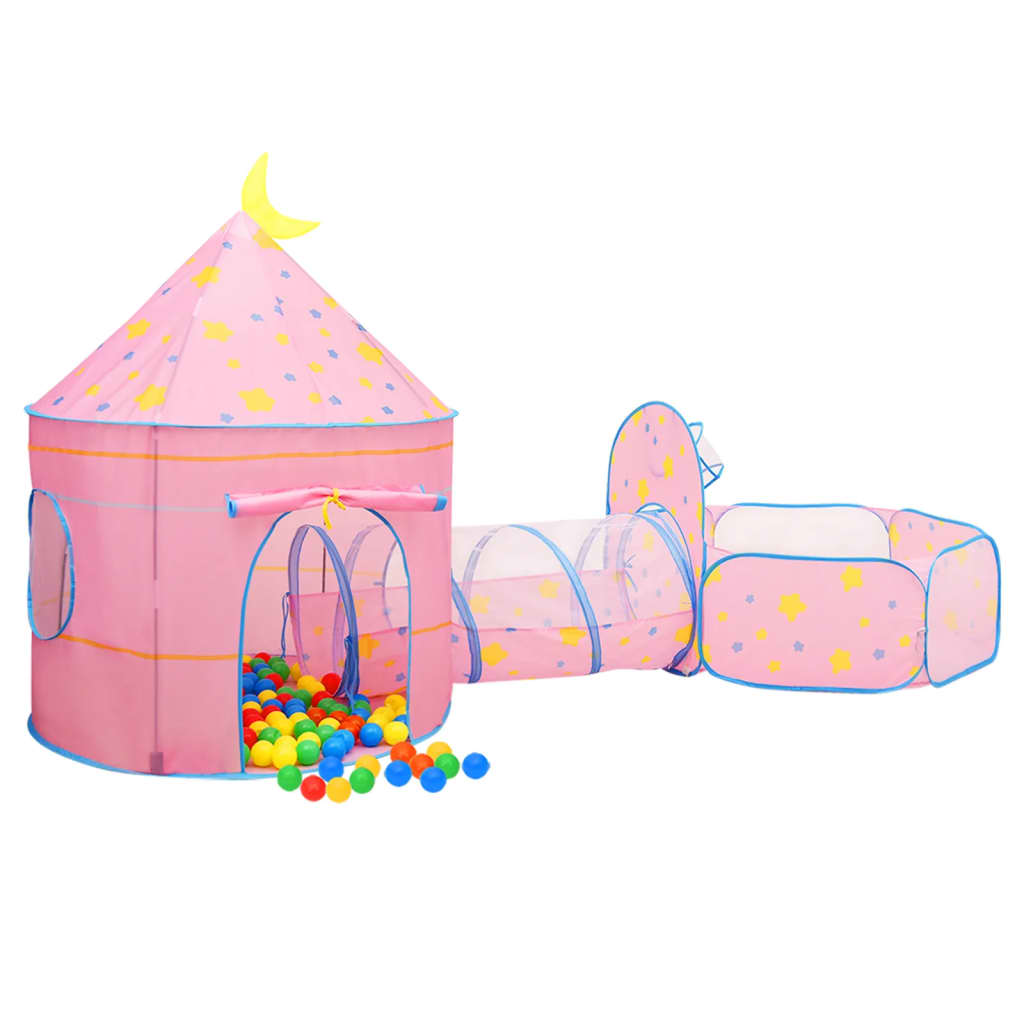 Kinderspeeltent met 250 ballen 301x120x128 cm roze