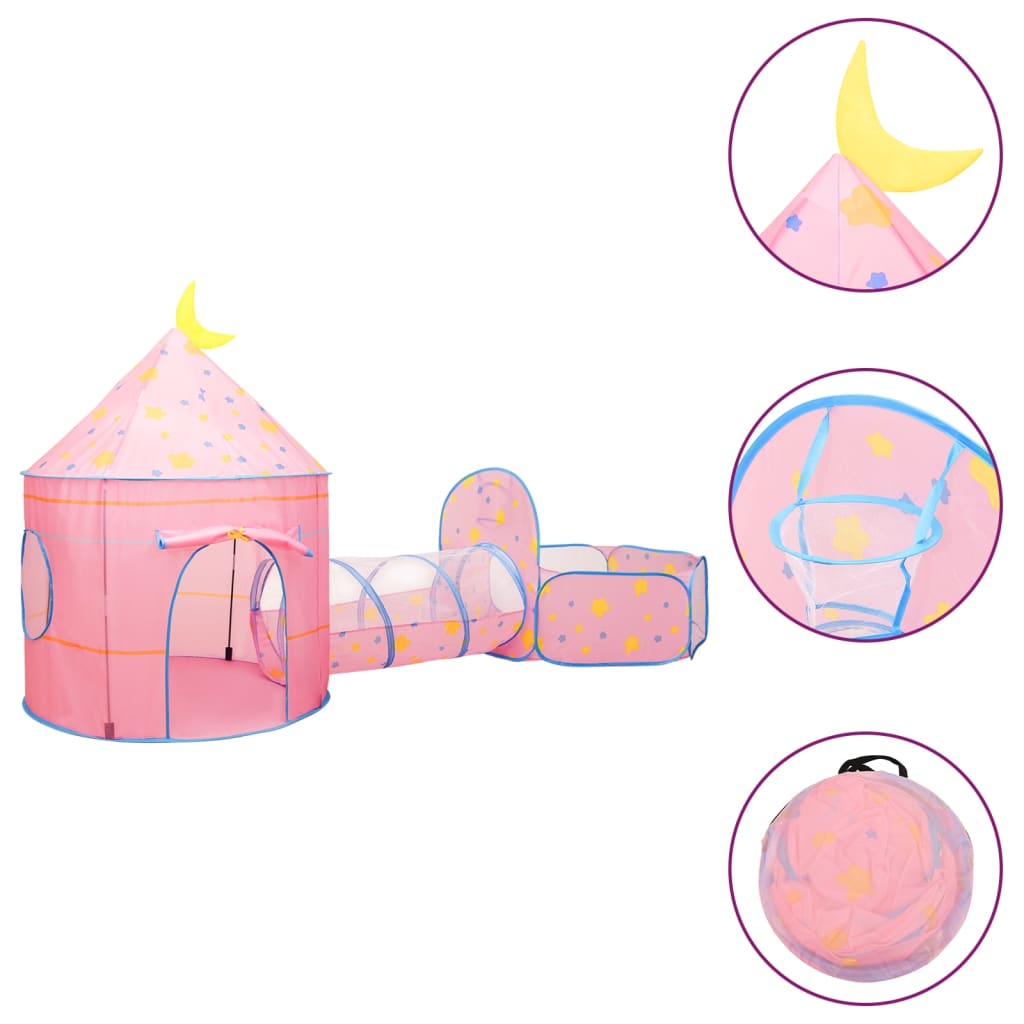 Kinderspeeltent met 250 ballen 301x120x128 cm roze