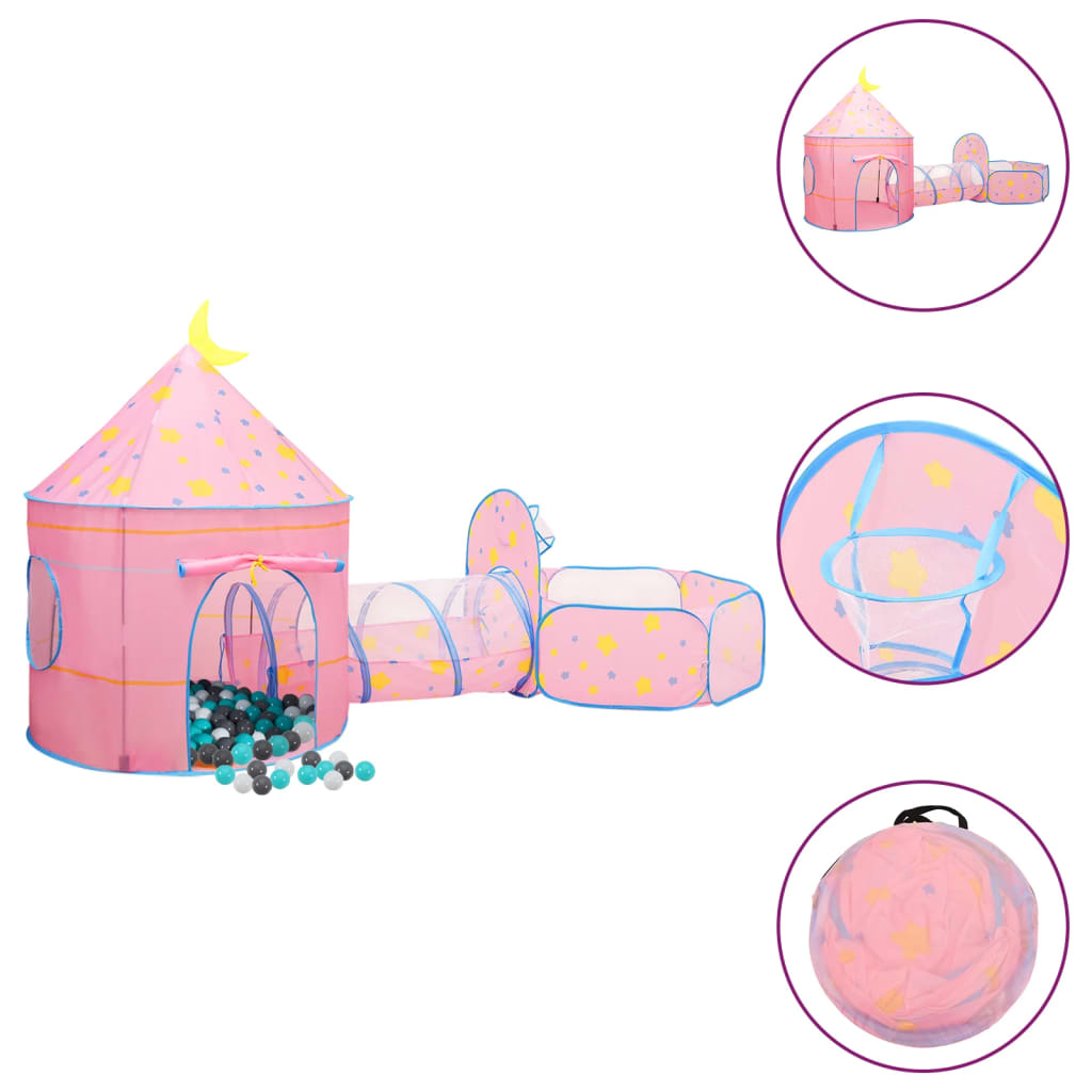 Tente de jeu pour enfants avec 250 balles 301x120x128 cm rose