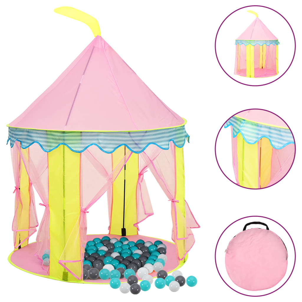 Tente de jeu pour enfants avec 250 balles 100x100x127 cm rose