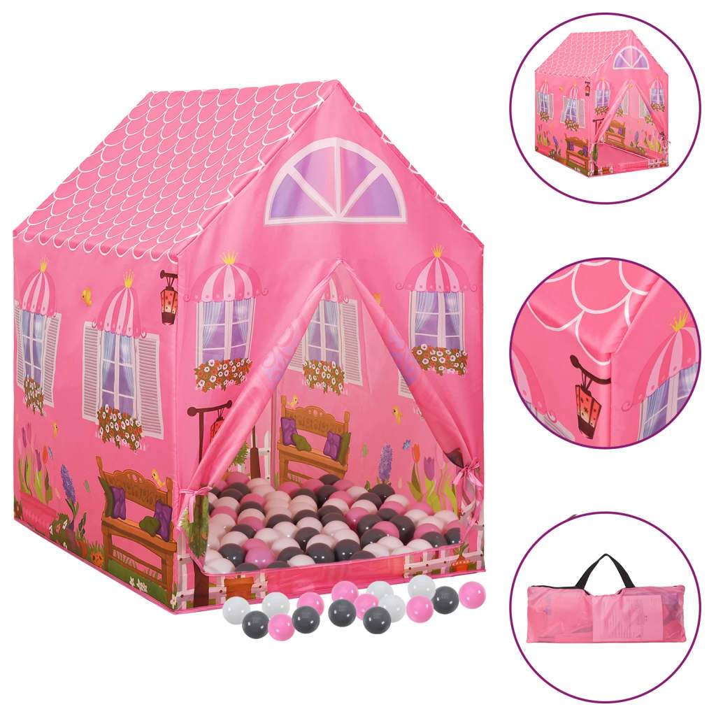 Tente de jeu pour enfants avec 250 balles 69x94x104 cm rose