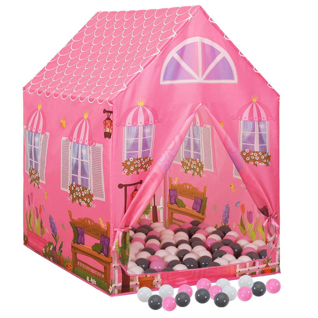 Tente de jeu pour enfants avec 250 balles 69x94x104 cm rose