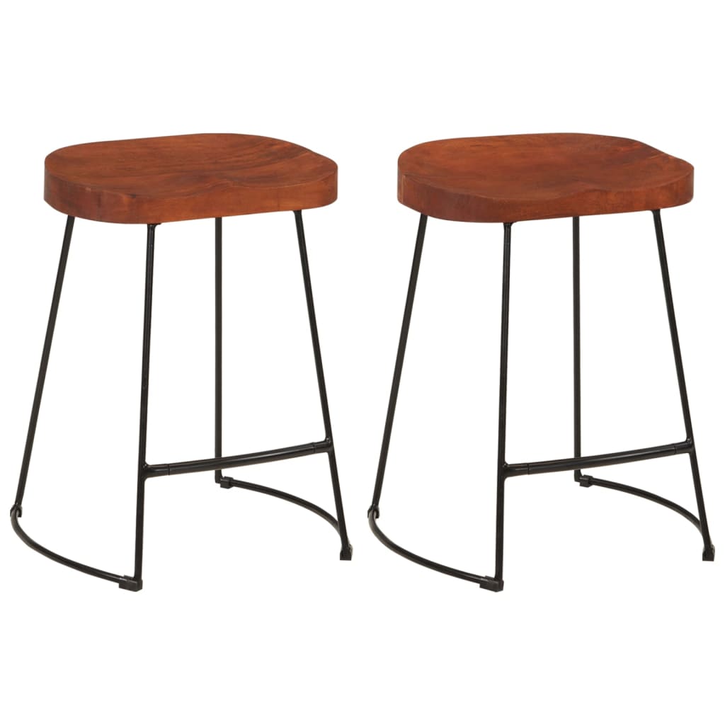 Tabourets de bar Gavin 2 pcs en bois de manguier massif