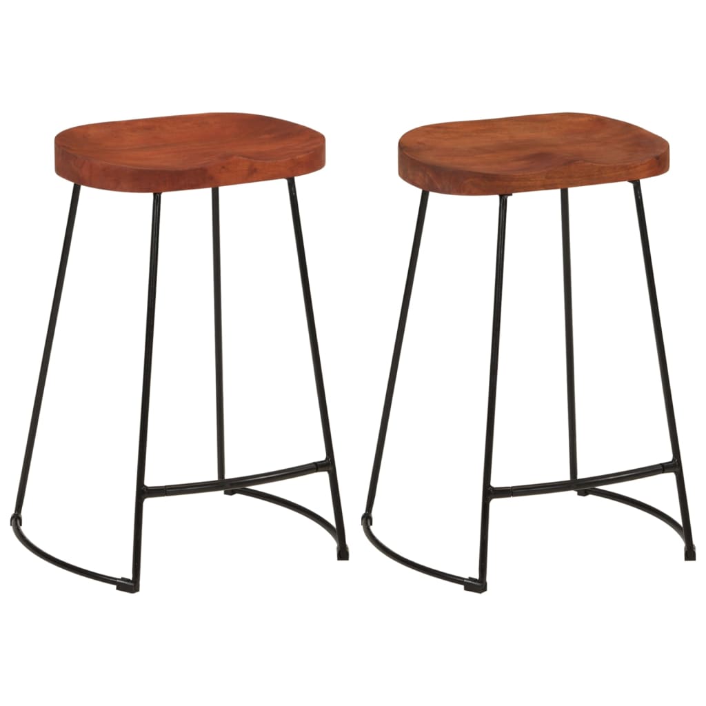 Tabourets de bar Gavin 2 pcs en bois de manguier massif