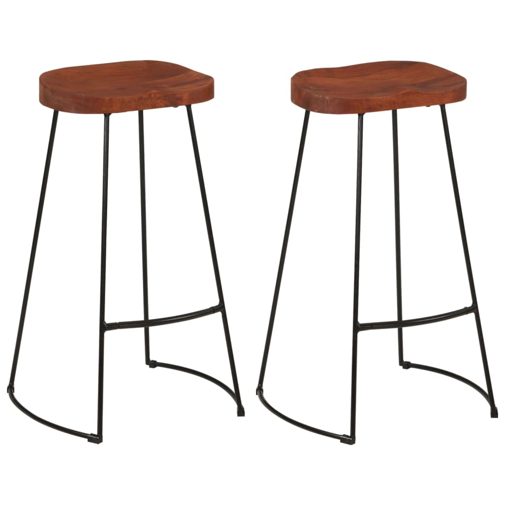 Tabourets de bar Gavin 2 pcs en bois de manguier massif