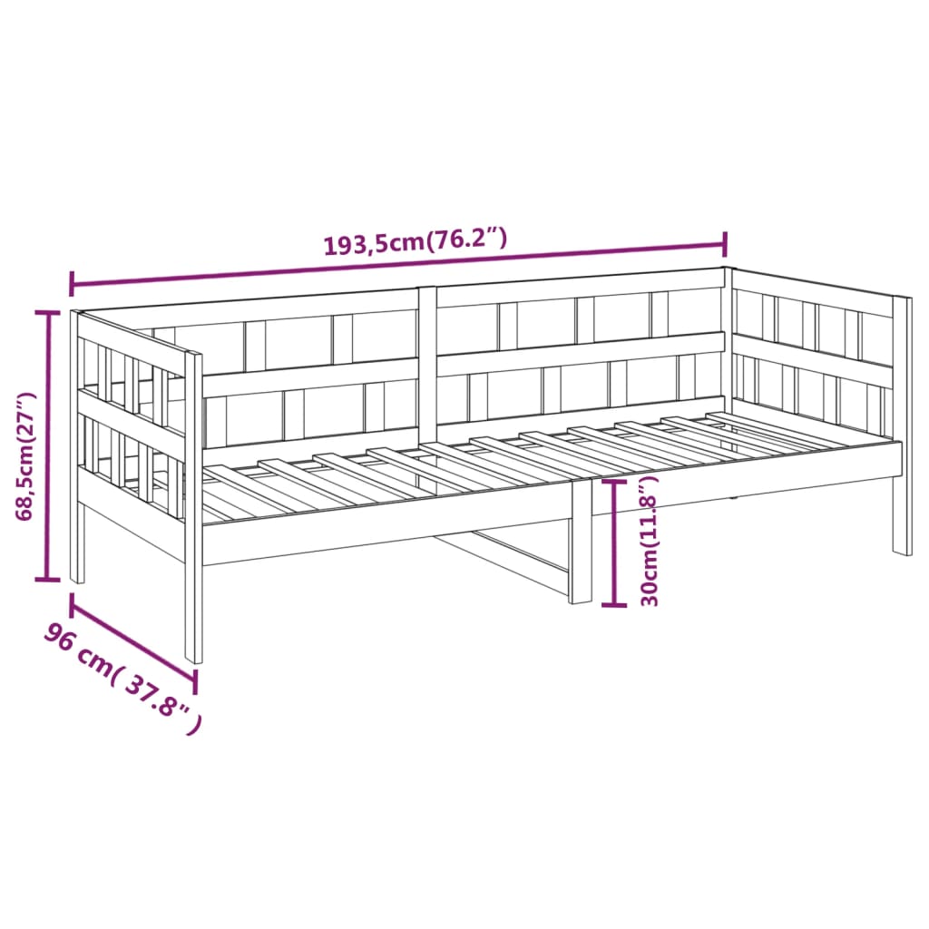 Slaapbank massief grenenhout 80x200 cm