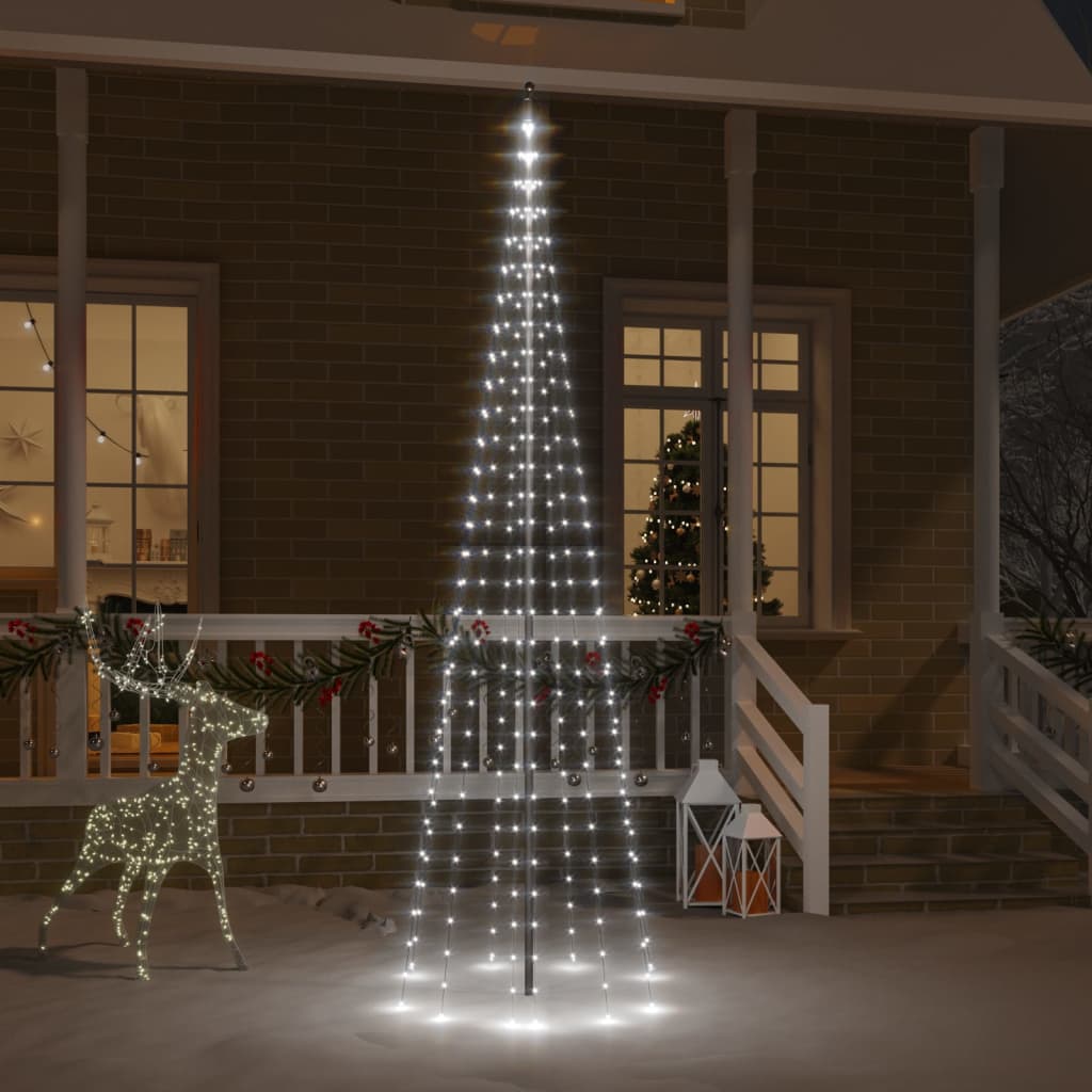 Vlaggenmast kerstboom 732 LED's koudwit 500 cm